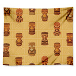 Tribal Tiki Mask Pattern Print Tapestry