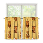 Tribal Tiki Mask Pattern Print Tier Curtains