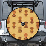 Tribal Tiki Mask Pattern Print Tire Cover With Camera Hole
