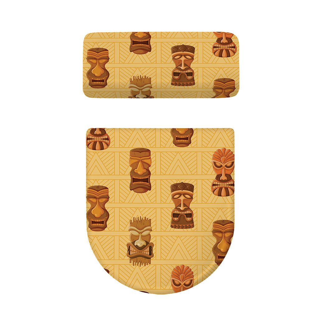 Tribal Tiki Mask Pattern Print Toilet Lid And Tank Cover Set
