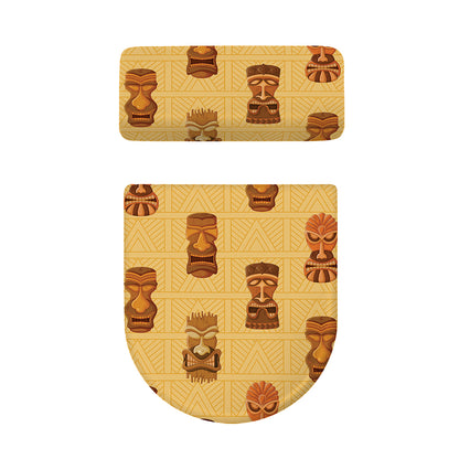 Tribal Tiki Mask Pattern Print Toilet Lid And Tank Cover Set
