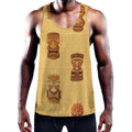 Tribal Tiki Mask Pattern Print Men's Workout Tank Top
