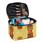 Tribal Tiki Mask Pattern Print Travel Makeup Bag