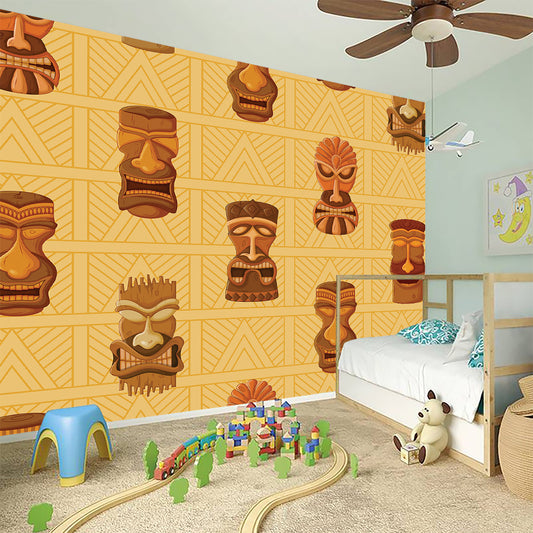 Tribal Tiki Mask Pattern Print Wall Sticker