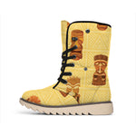 Tribal Tiki Mask Pattern Print Winter Boots