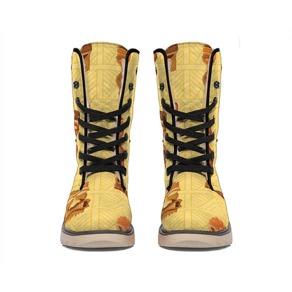 Tribal Tiki Mask Pattern Print Winter Boots