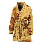 Tribal Tiki Mask Pattern Print Women's Bathrobe