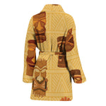 Tribal Tiki Mask Pattern Print Women's Bathrobe