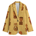 Tribal Tiki Mask Pattern Print Women's Blazer