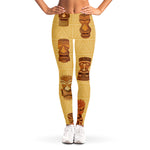 Tribal Tiki Mask Pattern Print Women's Leggings