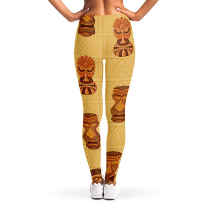 Tribal Tiki Mask Pattern Print Women's Leggings