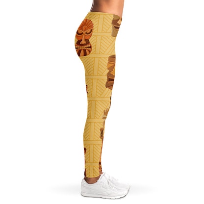 Tribal Tiki Mask Pattern Print Women's Leggings