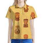 Tribal Tiki Mask Pattern Print Women's Polo Shirt