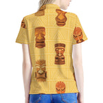 Tribal Tiki Mask Pattern Print Women's Polo Shirt