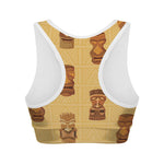 Tribal Tiki Mask Pattern Print Women's Sports Bra
