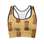 Tribal Tiki Mask Pattern Print Women's Sports Bra