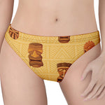 Tribal Tiki Mask Pattern Print Women's Thong