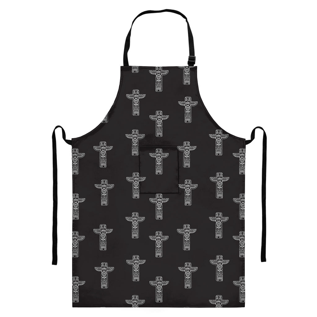 Tribal Totem Pattern Print Bib Apron With Pocket