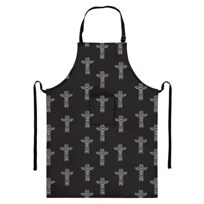 Tribal Totem Pattern Print Bib Apron With Pocket