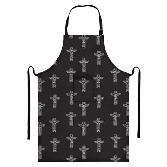 Tribal Totem Pattern Print Bib Apron With Pocket