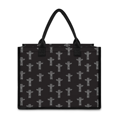 Tribal Totem Pattern Print Canvas Tote Bag