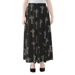 Tribal Totem Pattern Print Chiffon Maxi Skirt