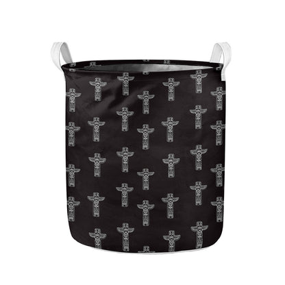 Tribal Totem Pattern Print Collapsible Laundry Basket