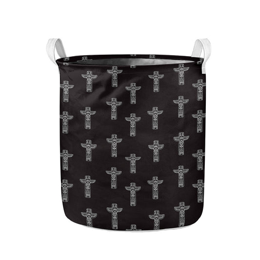 Tribal Totem Pattern Print Collapsible Laundry Basket