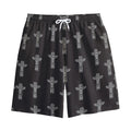 Tribal Totem Pattern Print Cotton Shorts