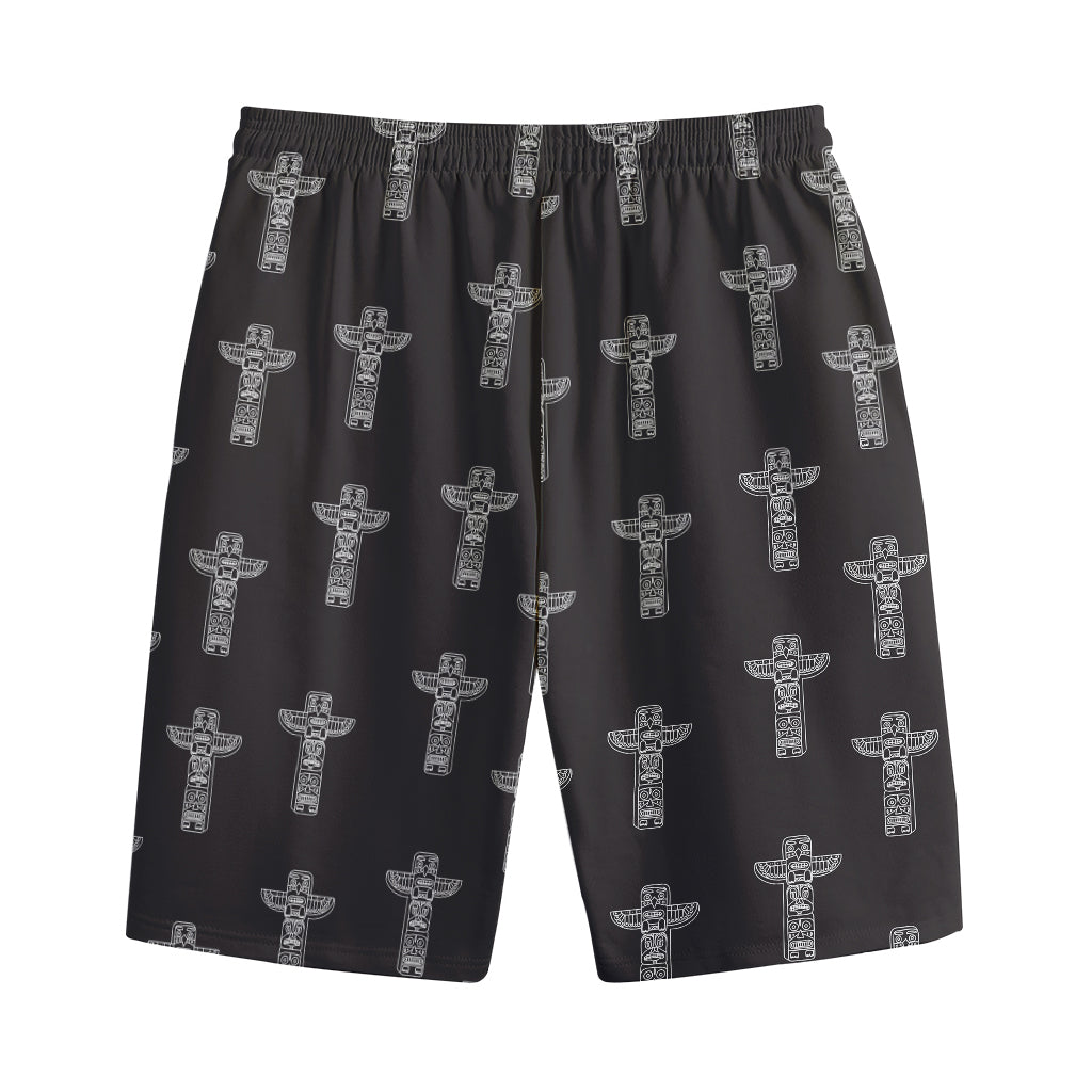 Tribal Totem Pattern Print Cotton Shorts