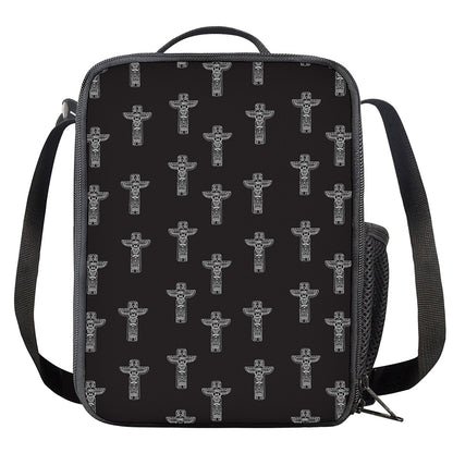 Tribal Totem Pattern Print Crossbody Lunch Bag