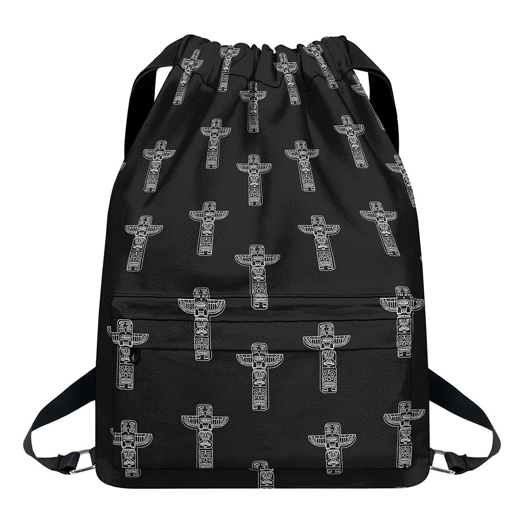 Tribal Totem Pattern Print Drawstring Backpack