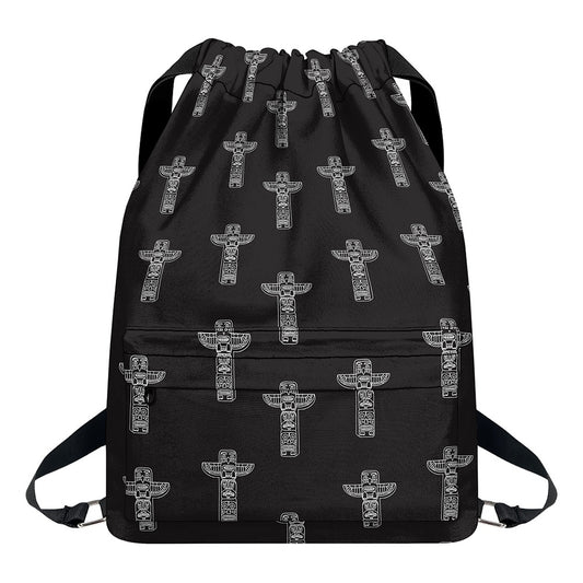 Tribal Totem Pattern Print Drawstring Backpack