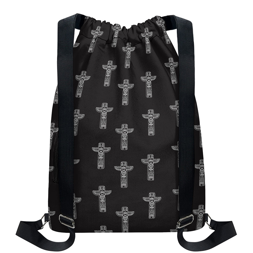 Tribal Totem Pattern Print Drawstring Backpack