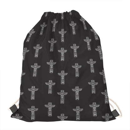 Tribal Totem Pattern Print Drawstring Bag