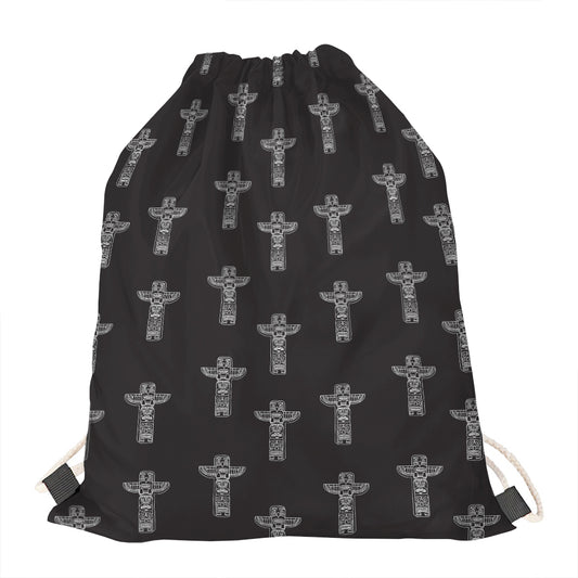 Tribal Totem Pattern Print Drawstring Bag