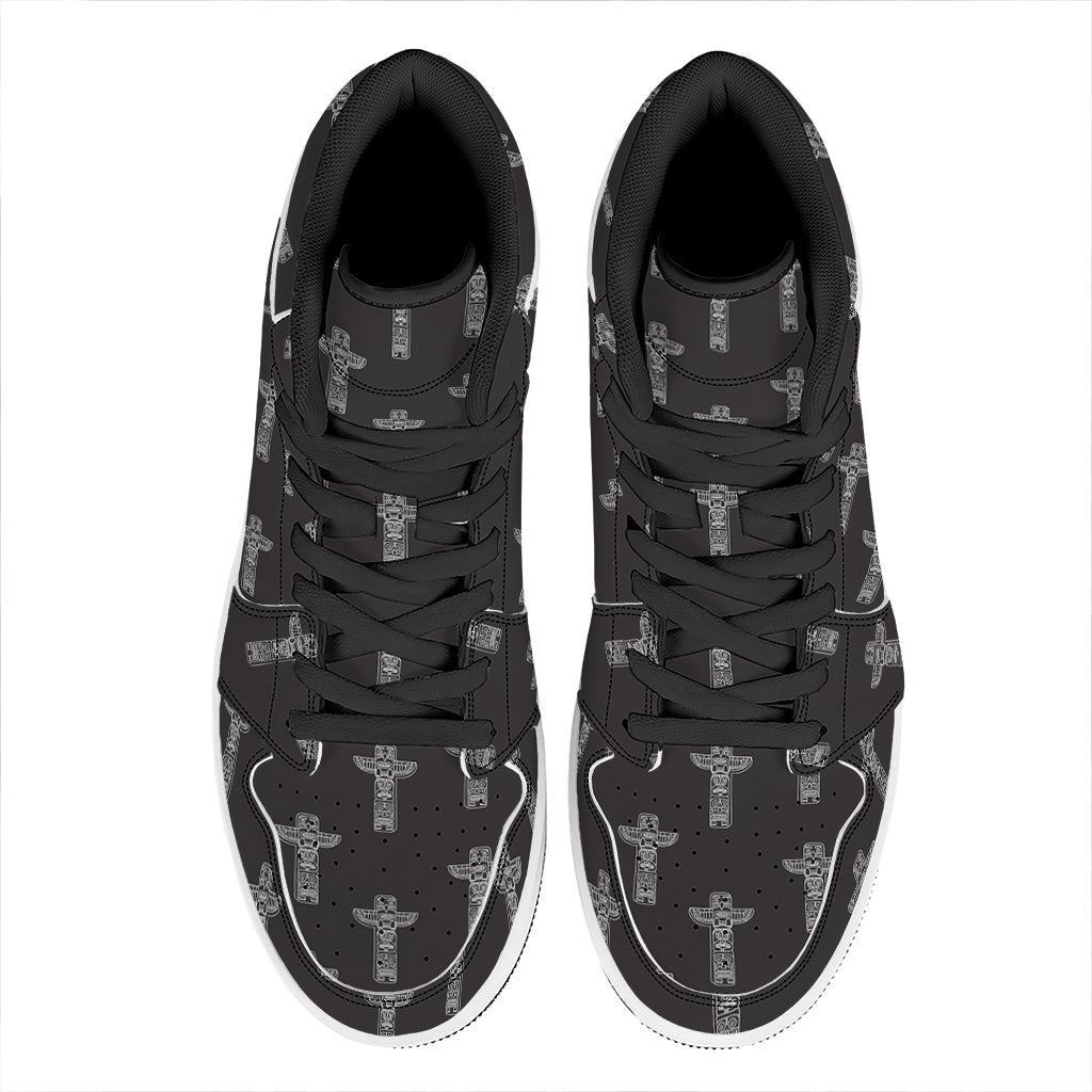 Tribal Totem Pattern Print High Top Leather Sneakers