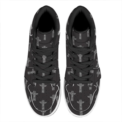 Tribal Totem Pattern Print High Top Leather Sneakers
