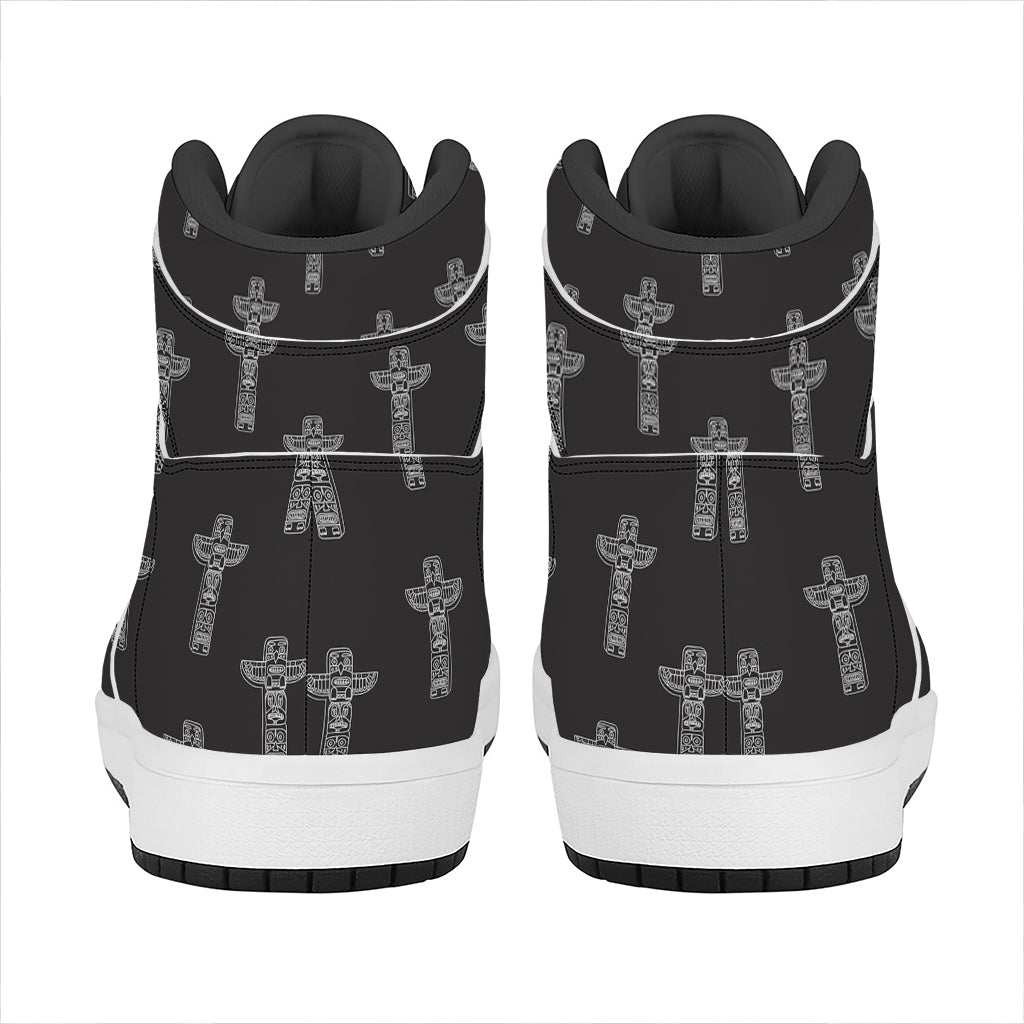 Tribal Totem Pattern Print High Top Leather Sneakers