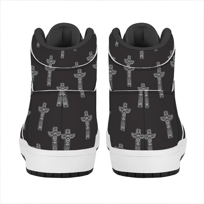 Tribal Totem Pattern Print High Top Leather Sneakers