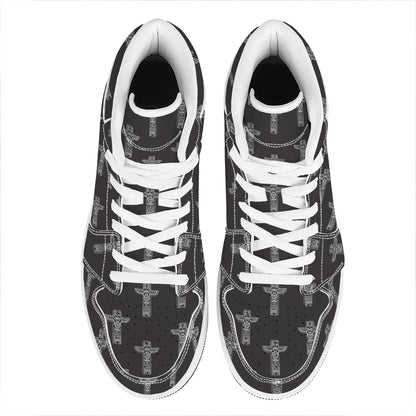 Tribal Totem Pattern Print High Top Leather Sneakers
