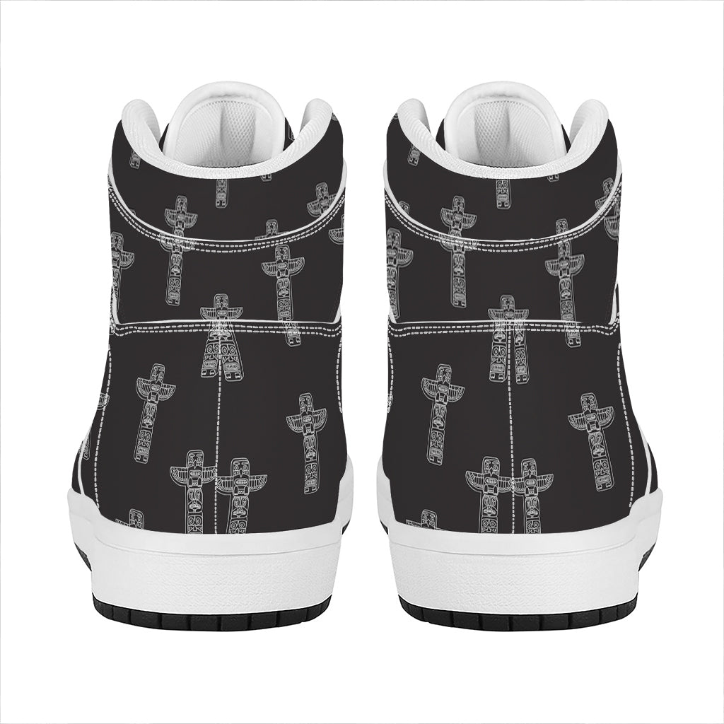 Tribal Totem Pattern Print High Top Leather Sneakers