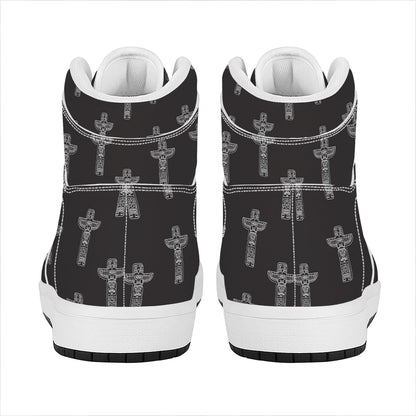 Tribal Totem Pattern Print High Top Leather Sneakers