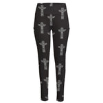 Tribal Totem Pattern Print High-Waisted Pocket Leggings