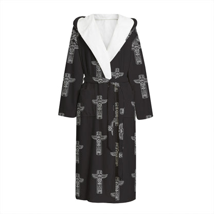 Tribal Totem Pattern Print Hooded Bathrobe