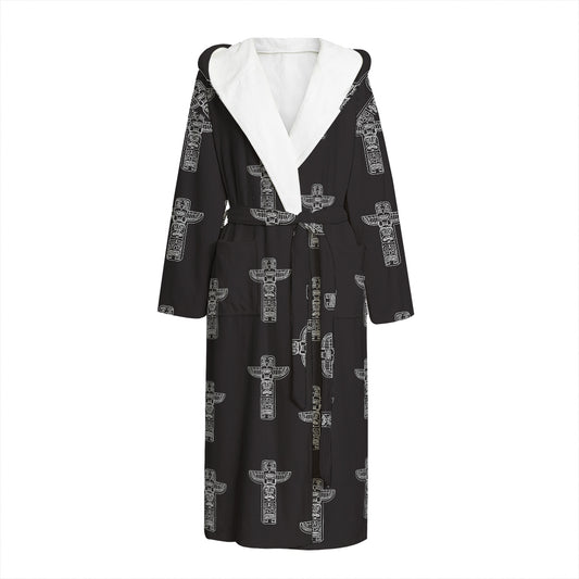 Tribal Totem Pattern Print Hooded Bathrobe