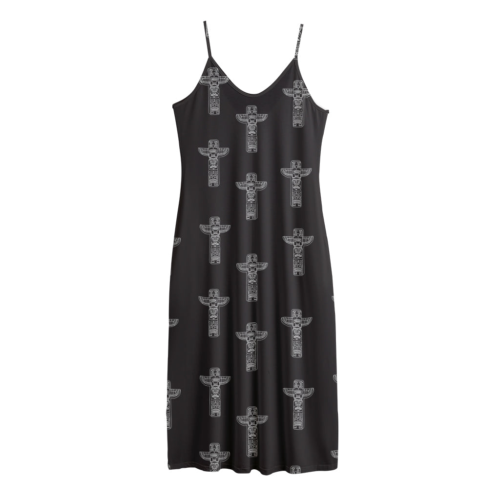 Tribal Totem Pattern Print Jersey Midi Cami Dress