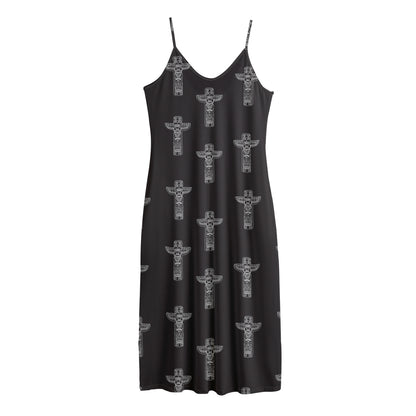 Tribal Totem Pattern Print Jersey Midi Cami Dress