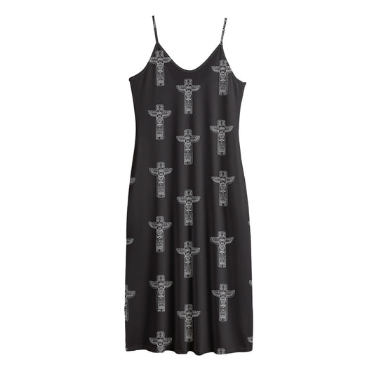 Tribal Totem Pattern Print Jersey Midi Cami Dress