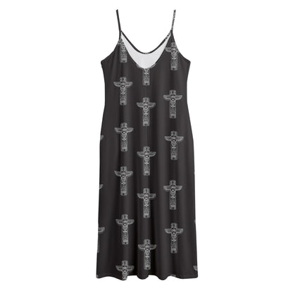 Tribal Totem Pattern Print Jersey Midi Cami Dress